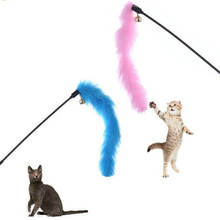 Палочка-перо случайного цвета для кошек, игрушка-Ловца для домашних животных, котенок, прыжки, помощь в поезде, веселье, длина 52 см 2024 - купить недорого