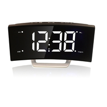 Relógio despertador arco de led, rádio eletrônico com arco de alarme para dormir, luminoso, para mesa, aparelhos de relógio 2024 - compre barato