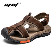 Sandalias de piel auténtica para Hombre, zapatos de verano para exteriores, todoterreno, antideslizantes, para la playa 2024 - compra barato