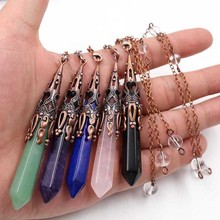 Retro New natural stone pendulums for dowsing reiki Chakra healing crystals quartz Opal pendulo wicca Divination Amulet jewelry 2024 - buy cheap