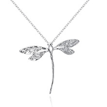 Selling jewelry Silver color dragonfly pendant necklace sweet birthday gift glamor style P076 2024 - buy cheap