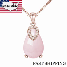 US STOCK Uloveido 15%Off Pink Suspension Jewelry Crystal Necklaces Pendants Necklace Women Girls Gift Rose Gold Color WH200 2024 - buy cheap