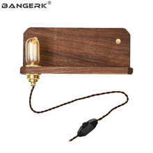 Nordic Design Dimming Switch Sconce Wall Lights Loft LED Edison Vintage Bedside Wall Lamp Wood Brass Home Decor Lighting 2024 - buy cheap