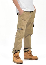 Модные мужские брюки-карго из #1966 хлопка, осенне-зимний прямой комбинезон большого размера, мужские длинные брюки, брюки 34 36 38 2024 - купить недорого
