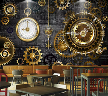 Papel de parede decorativo 3d estilo industrial engrenagem dourada mural fundo parede 2024 - compre barato