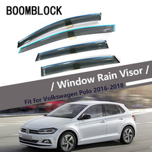 BOOMBLOCK Car Window Visor Sun Rain Wind Deflector Awning ABS For VW Polo Hatchback 2018 2017 2016 2015 2014 2013 2012 2011 2024 - buy cheap