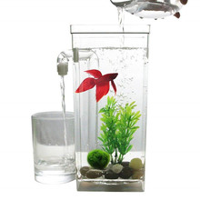 Mini pecera transparente de autolimpieza con LED para acuario, tazón ecológico para peces, regalos para chico 2024 - compra barato