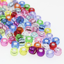 CHONGAI 100Pcs Mixed Color Silver Foil Hole Barrel Beads For Jewelry Making Bracelets Crafts Kids 6mm*9mm 2024 - buy cheap