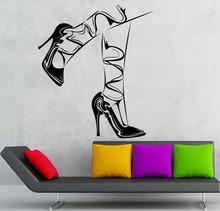 Decalque de vinil para decoração da casa removível para mulheres pés sapatos de salto alto adesivo de parede 2024 - compre barato