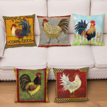 Super Soft Short Plush Cushion Cover Vintage Rooster Chicken Cock Print Pillow Covers 45*45 Pillows Cases Home Decor Pillowcase 2024 - buy cheap