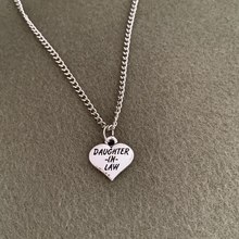 Exquisite Antique Silver Engraving Daughter In Law Heart Charms Pendant Necklace Women Jewelry Gift For Friends Dropshipping 2024 - buy cheap