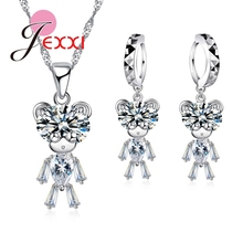 Top Quality Funny Girls 2020 Fashion Kid Design Austrian Crystal Jewelry Sets 925 Sterling Silver Party Necklace Earrings 2024 - buy cheap