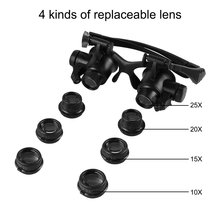 Watch Repair Magnifying Glasses Resin Lupa 10X 15X 20X 25X Eye Jewelry Magnifier Glasses With 2 LED Lights New Loupe Microscope 2024 - buy cheap