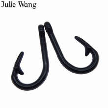 Julie Wang 5PCS Black Large Size Fish Hook Shape Charms For Punk Rock Necklace Bracelet Jewelry Making DIY Handmade Accessory 2024 - buy cheap