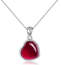 Beautiful 925 silver heart-shaped red pendant simple love Semi-precious stones red corundum lady girlfriend Valentine Pendant 2024 - buy cheap