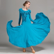 Lady Modern Dance Skirt Adult Practice Long Dress Pendulum National Standard Dance Dress Adult Long Sleeve Dancing Suit B-6186 2024 - buy cheap