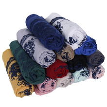 Lenço de algodão bordado feminino hijab, lenço de cabeça maxi xale 180*90cm 2024 - compre barato