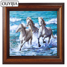 Ouyijia óleo cavalo 5d pintura diamante mosaico imagem de strass decoração para casa branco cavalo rebanho diamante bordado artesanal 2024 - compre barato