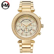 Relojes de pulsera de lujo para mujer de Hanna Martin, relojes de pulsera de cuarzo elegantes con diamantes de imitación de oro para mujer, reloj femenino 2024 - compra barato