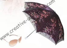 Free shipping double layer mini anti UV embroidery lacing parasol,black coating inside,two fold hand open acrylic  umbrella 2024 - buy cheap