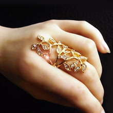 Новые модные женские шикарные Стразы с полыми листьями для суставов кольца с кристаллами для женщин и девочек ювелирные изделия в подарок оптовая продажа 2024 - купить недорого