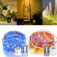 Fio de cobre à prova d'água com luzes de led, 8 modos, bateria micro usb, para casamento, natal, feriado, festa, decoração, lâmpada 2024 - compre barato