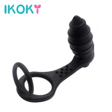 IKOKY Dual Penis Cock Ring Vibrating Anal Plug Prostata Massager Vibrator Sex Toys for Men Butt Plug Adult Products Sex Shop 2024 - buy cheap
