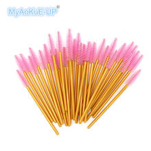 200 pcs Makeup Tools Disposable Brushes Golden Pink Brushes Nylon Material Eyelash Extension Mascara Wand Applicator tool 2024 - buy cheap