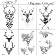 IORIKYO Men Arm Geometric Branch Fake Tatoos Moose Women Forearm DIY Temporary Tattoo Stickers Feather Elk Horn Tattoo Supplies 2024 - buy cheap