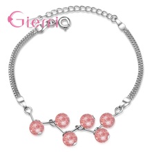 Joia fofa de morango cristal 925 prata feminino, joia ajustável de marca de luxo femme pulseiras de reposição atacado 2024 - compre barato