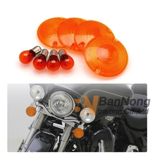 Motorcycle Smoke Turn Signal Light Lens Cover with Bulb For Harley Touring FL Electra Tour Glide Road King FLT FLHR F 2024 - buy cheap