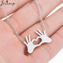 Jisensp Trendy Charm Necklace Stainless Steel Chain Necklaces Pendants for Women Gift Double Hand Love Heart Necklace Jewelry 2024 - buy cheap