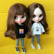 Blyth boneca moda acessórios de roupas, boneca de moda, camiseta de papelão + jeans para boneca barbie blyth 30cm, acessórios de boneca 2024 - compre barato