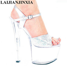 Laijianjinxy sandálias de salto alto 17cm, sapatos femininos plataforma de salto alto, pole dance/model/sapatos de casamento 2024 - compre barato