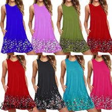 Women BOHO Loose Sleeveless Floral Dress Party Summer Beach Sundress Fashion MIni Dress 2024 - buy cheap
