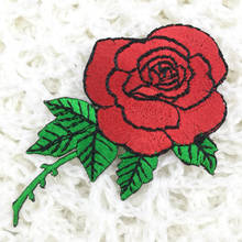 1Pcs Handmade Red Roses Flower Patches Embroidered Iron On Patch For Clothing Sticker Badge Paste For Clothes Bag Pants BT200 2024 - buy cheap