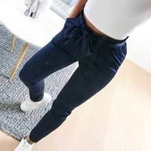 Fashion Women's High Waist Drawstring Elastic Long Pants Casual Pencil Trousers 2024 - buy cheap