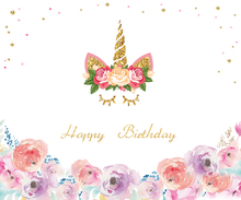 HUAYI-Fondo de fotografía de unicornio rosa, cartel de flores de cumpleaños, mesa de postre, cabina de foto sesión fotográfica, W-298, 2x1,5 m 2024 - compra barato