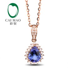 Free shipping CaiMao 1.12 ct Natural Tanzanite 14KT/585 Rose Gold  0.24 ct Diamond Engagement Pendant Jewelry Gemstone 2024 - buy cheap