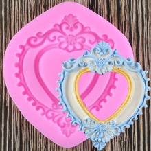 Molde de silicone para fondant de grau alimentício, molde para decoração de bolo com formato de coração, amor, espelho, ferramenta de decoração 2024 - compre barato