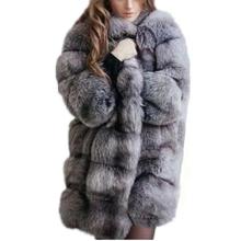 Abrigo de piel de zorro abrigo de piel de imitación abrigo de piel de invierno abrigo de abrigo grueso de manga larga para mujer 2024 - compra barato