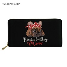 Twoheartsgirl-billetera con dibujo de Bulldog Francés para mujer, bolso de mano con tarjeteros, color negro 2024 - compra barato