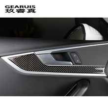 Estilo de coche de fibra de carbono Interior cubierta de la manija de panel de adorno de puerta tazón decorativa para Audi a4 B9 2017-2018 accesorios de auto 2024 - compra barato