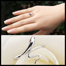 Fine Jewelry New Snake Shaped Silver Plated Rhinestone Lady Ring Finger Opening Adjustable Drop Shipping 2024 - buy cheap