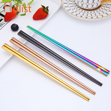 1Pair Food Chopsticks Stainless Steel Long Handle Flat Non-Slip Korean Rose Gold Chopsticks Cutlery Dinnerware Tableware Tools 2024 - buy cheap