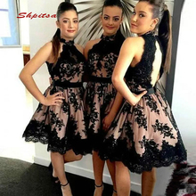 Black Lace Short Cocktail Dresses Party Homecoming Graduation Women Prom Plus Size Coctail Semi Formal Dresses 2024 - buy cheap