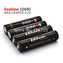 Soshine-baterías recargables AAA, 3,2 V, 280mAh, 10440 LifePO4, conectores de batería 4X, caja de batería, 4 unidades por paquete 2024 - compra barato
