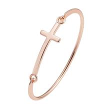 Vinnie Design Jewelry Classic Rose Gold Color Cross Charm Bangles Bracelets Open Cuff Bracelet for Women Men 2024 - buy cheap