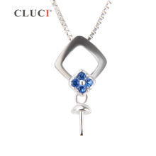 CLUCI 925 Silver Zircon Inserted Square shape Pendant Necklace with 4 blue Zircons 925 Sterling Women Birthday Gift SP189SB 2024 - buy cheap