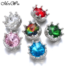 6pcs/lot New Snap Button Jewelry High Quality Rhinestone Crown 18mm Snap Buttons Fit Snap Button Bracelet Necklace Ginger Charms 2024 - buy cheap